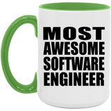 Most Awesome Software Engineer - 15oz Accent Mug Green