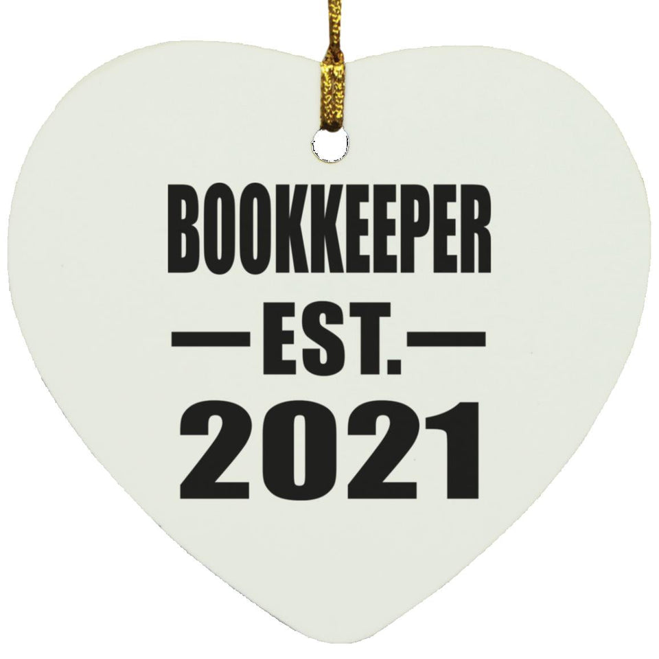 Bookkeeper Established EST. 2021 - Heart Ornament