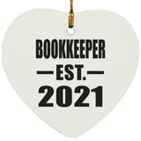 Bookkeeper Established EST. 2021 - Heart Ornament