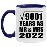 99th Anniversary Square Root of 9801 Years As Mr & Mrs 2022 - 11oz Accent Mug Purple