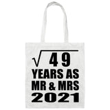 7th Anniversary Square Root of 49 Years As Mr & Mrs 2021 - Tote Bag White