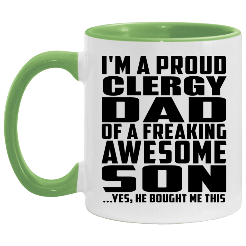Proud Clergy Dad Of Awesome Son - 11oz Accent Mug Green