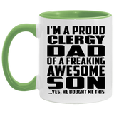 Proud Clergy Dad Of Awesome Son - 11oz Accent Mug Green