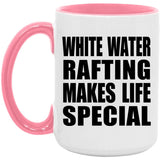 White Water Rafting Makes Life Special - 15oz Accent Mug Pink
