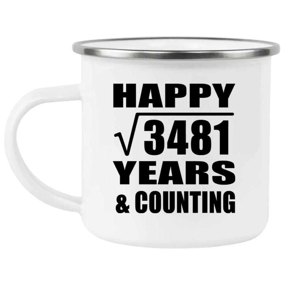 Happy 59th Anniversary Square Root of 3481 Years & Counting - 12oz Camping Mug
