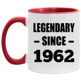 62nd Birthday Legendary Since 1962 - 11oz Accent Mug Red