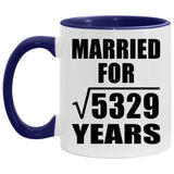 73rd Anniversary Married For Square Root of 5329 Years - 11oz Accent Mug Purple