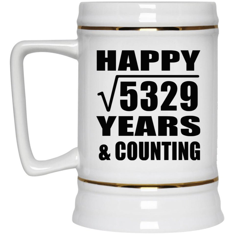 Happy 73rd Anniversary Square Root of 5329 Years & Counting - Beer Stein