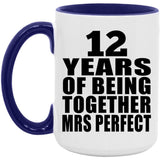 12th Anniversary 12 Years Of Being Mrs Perfect - 15oz Accent Mug Purple