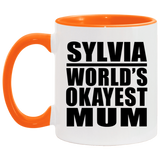 Sylvia World's Okayest Mum - 11oz Accent Mug Orange