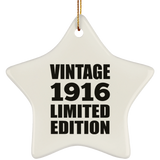 108th Birthday Vintage 1916 Limited Edition - Star Ornament