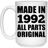 32nd Birthday Made in 1992 All Parts Original - 15oz Coffee Mug