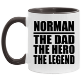 Norman The Dad The Hero The Legend - 11oz Accent Mug Black