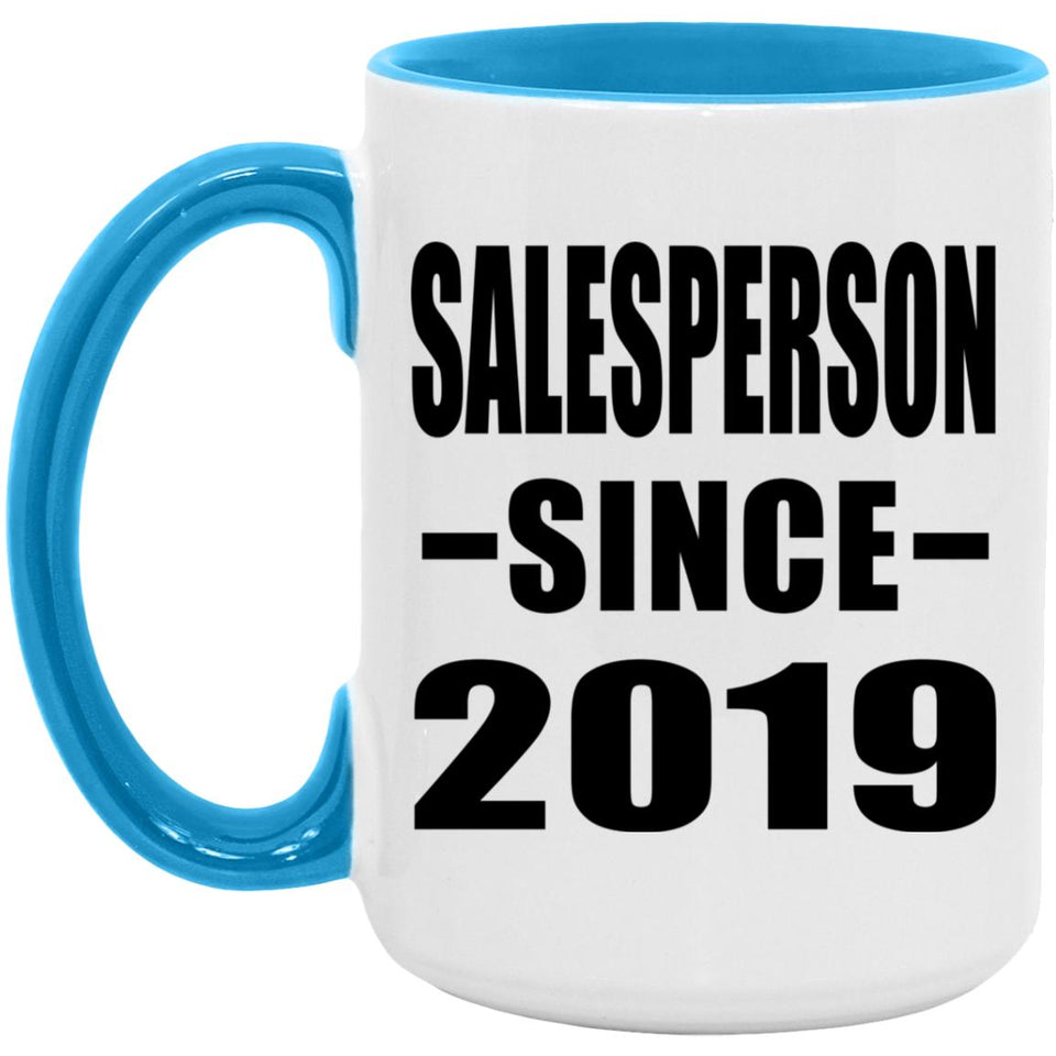 Salesperson Since 2019 - 15oz Accent Mug Blue