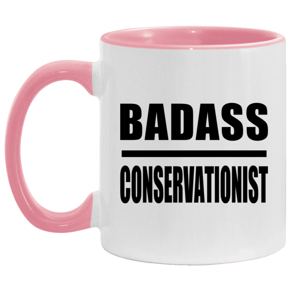 Badass Conservationist - 11oz Accent Mug Pink