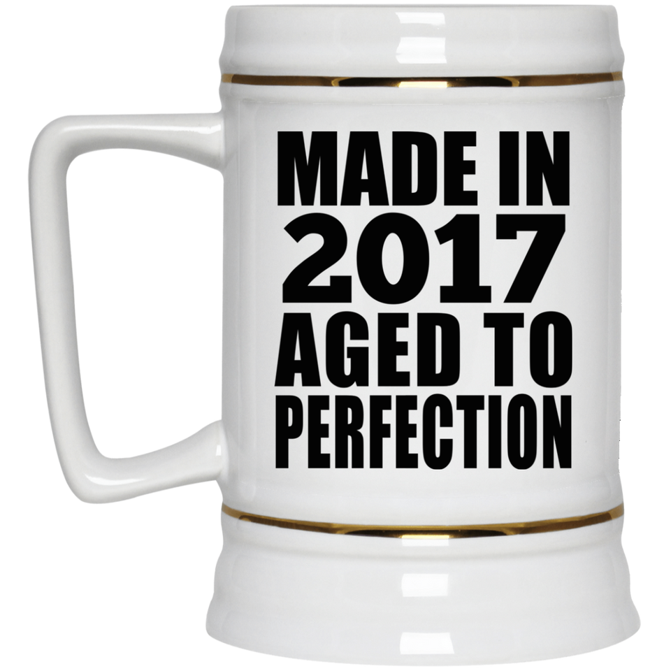7th Birthday Made In 2017 Aged to Perfection - Beer Stein