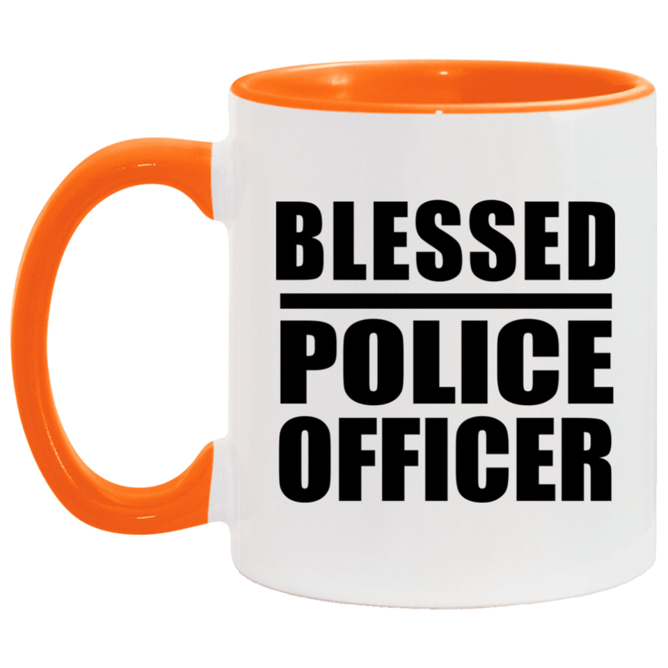 Blessed Police Officer - 11oz Accent Mug Orange
