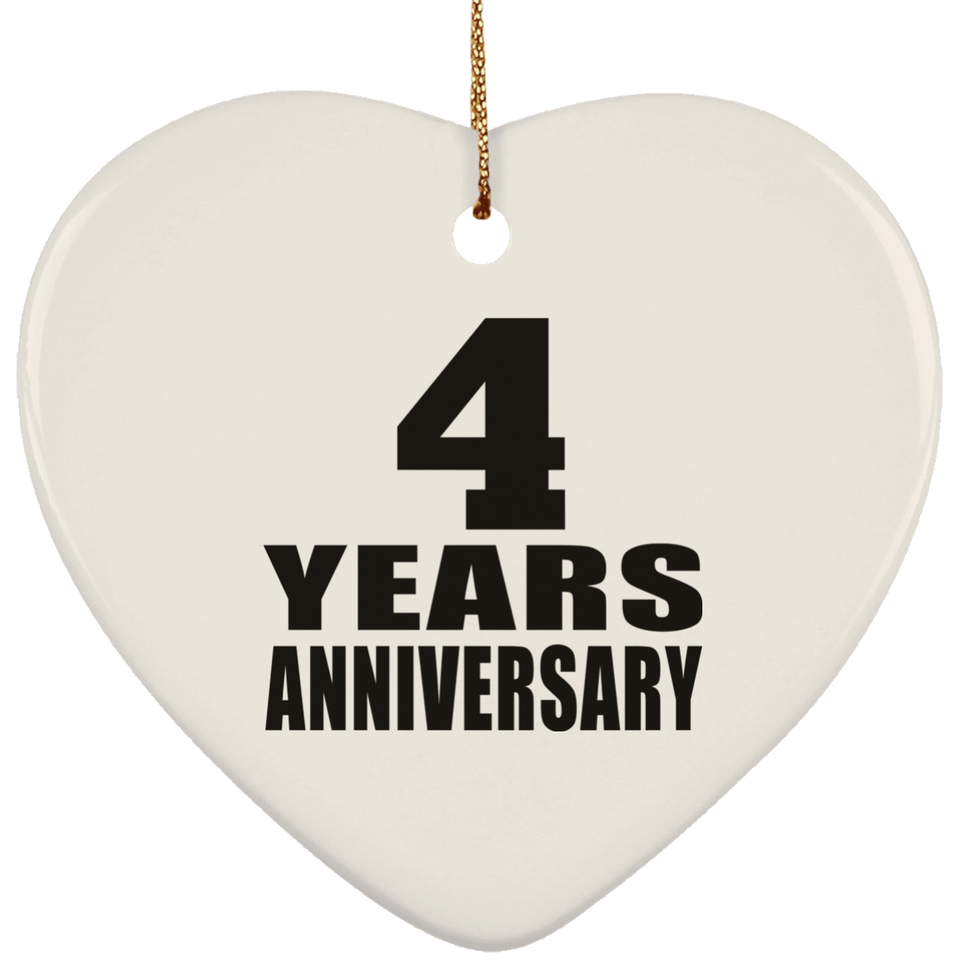 4th Anniversary 4 Years - Heart Ornament