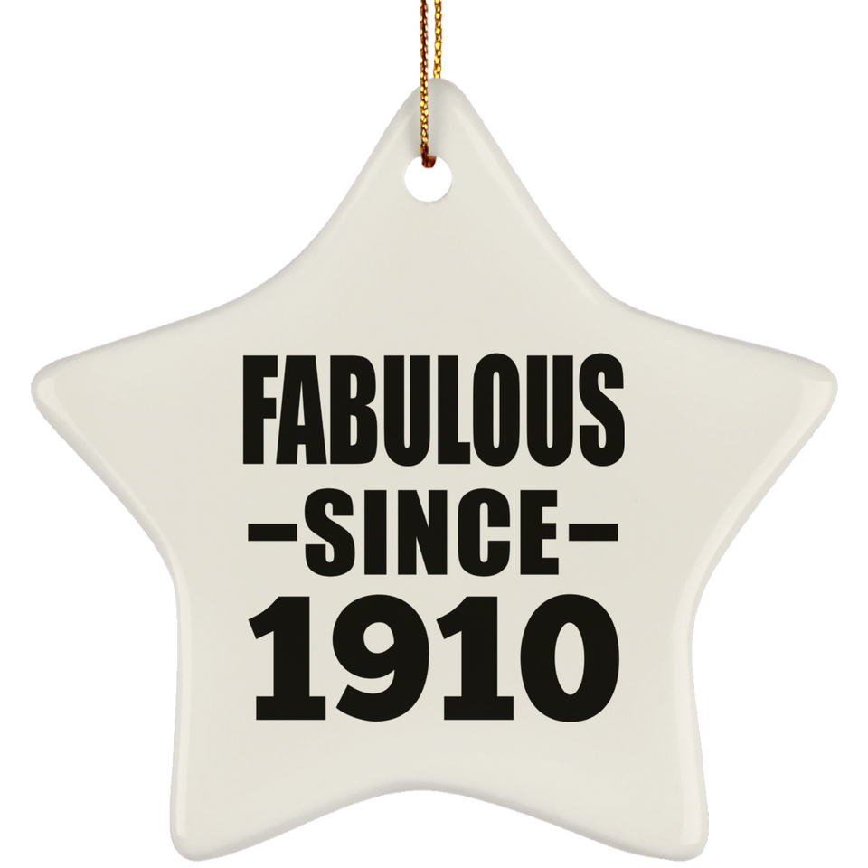 114th Birthday Fabulous Since 1910 - Star Ornament