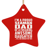 Proud Seaman Dad Of Awesome Daughter - Star Ornament