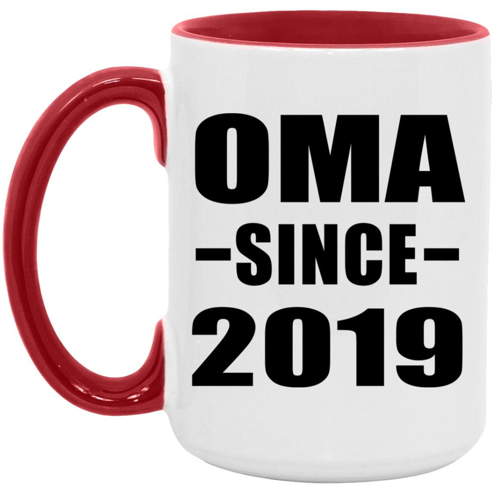 Oma Since 2019 - 15oz Accent Mug Red