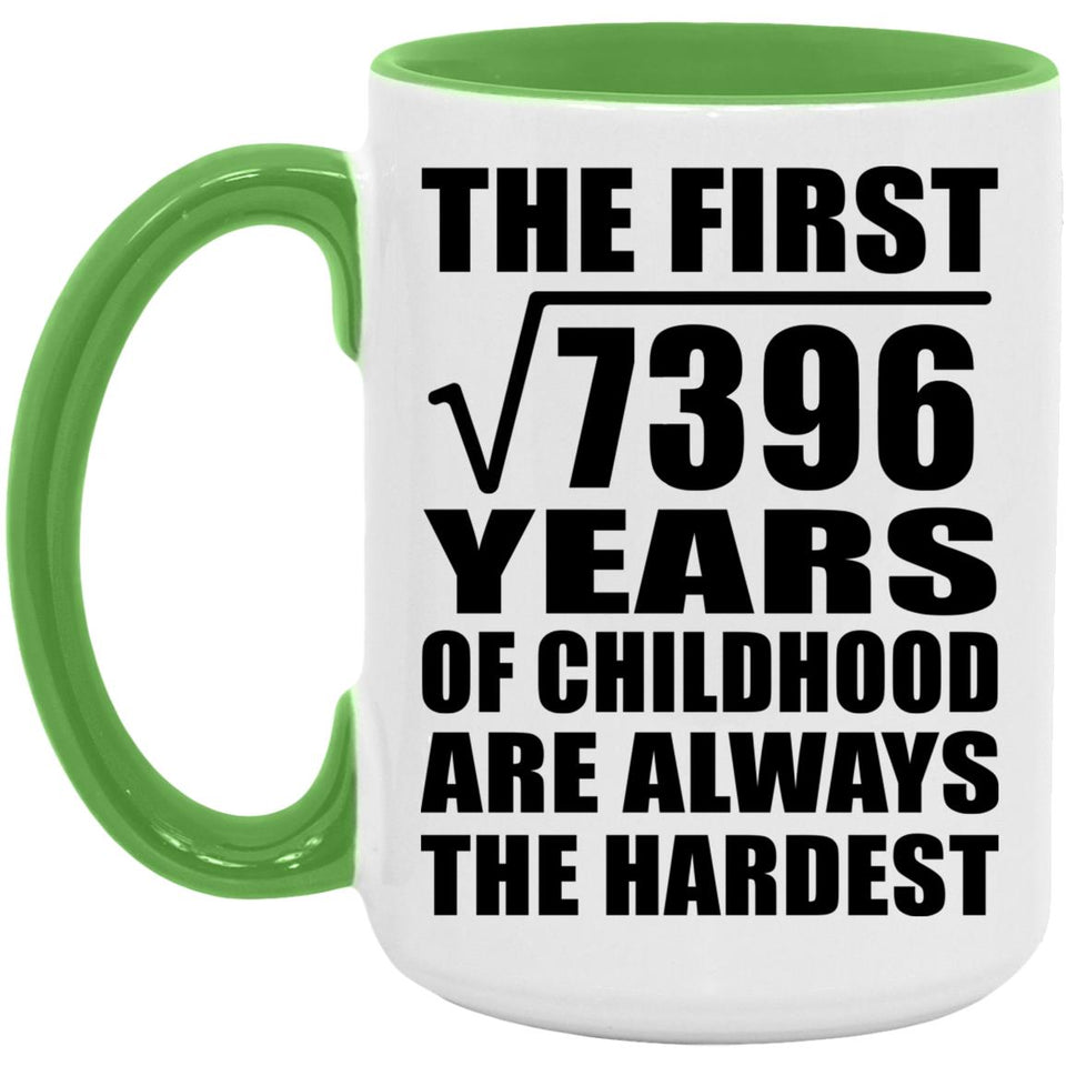 86th Birthday Square Root of 7396 Years of Childhood - 15oz Accent Mug Green