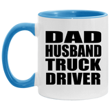 Dad Husband Truck Driver - 11oz Accent Mug Blue