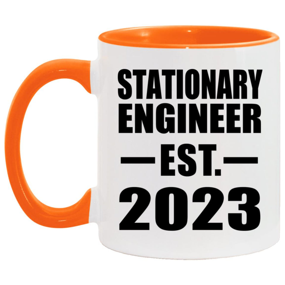 Stationary Engineer Established EST. 2023 - 11oz Accent Mug Orange