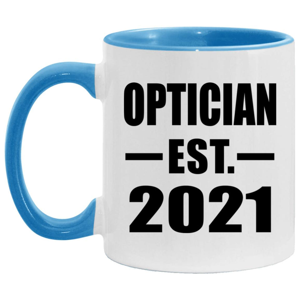 Optician Established EST. 2021 - 11oz Accent Mug Blue