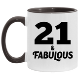 21st Birthday 21 & Fabulous - 11oz Accent Mug Black