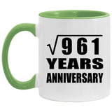 31st Anniversary Square Root of 961 Years Anniversary - 11oz Accent Mug Green
