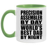 Precision Assembler By Day World's Best Dad By Night - 11oz Accent Mug Green