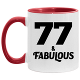 77th Birthday 77 & Fabulous - 11oz Accent Mug Red