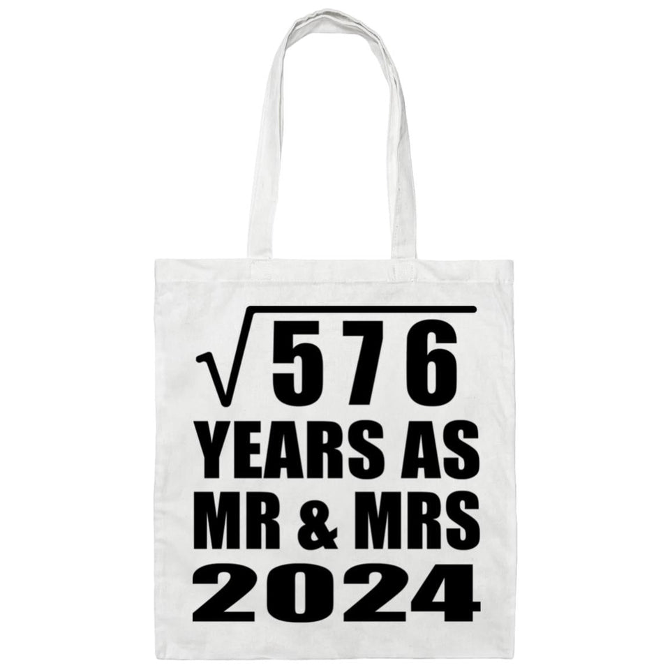 24th Anniversary Square Root of 576 Years As Mr & Mrs 2024 - Tote Bag White
