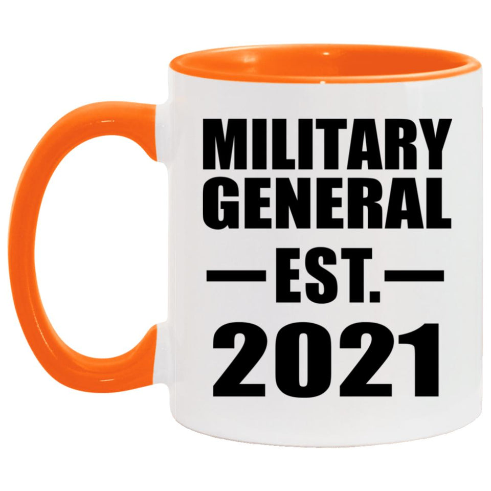 Military General Established EST. 2021 - 11oz Accent Mug Orange