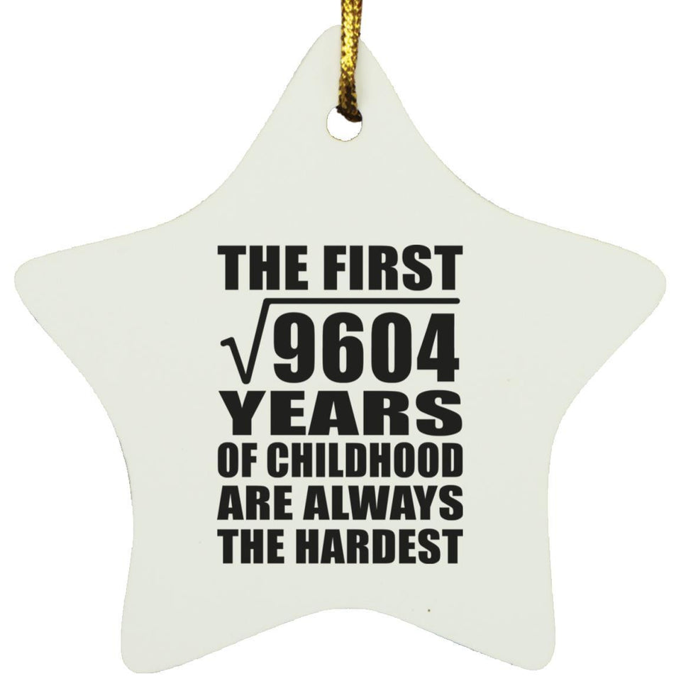 98th Birthday Square Root of 9604 Years of Childhood - Star Ornament
