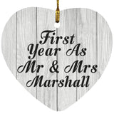 First Year As Mr & Mrs Marshall - Heart Ornament F