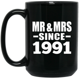 33rd Anniversary Mr & Mrs Since 1991 - 15 Oz Coffee Mug Black
