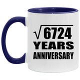 82nd Anniversary Square Root of 6724 Years Anniversary - 11oz Accent Mug Purple