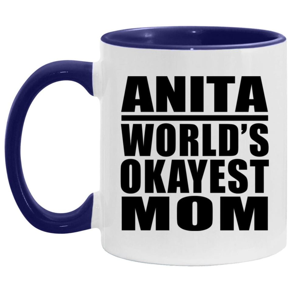 Anita World's Okayest Mom - 11oz Accent Mug Purple