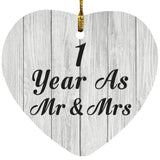 1st Anniversary 1 Year As Mr & Mrs - Heart Ornament F