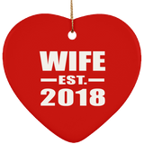 Wife Established EST. 2018 - Heart Ornament