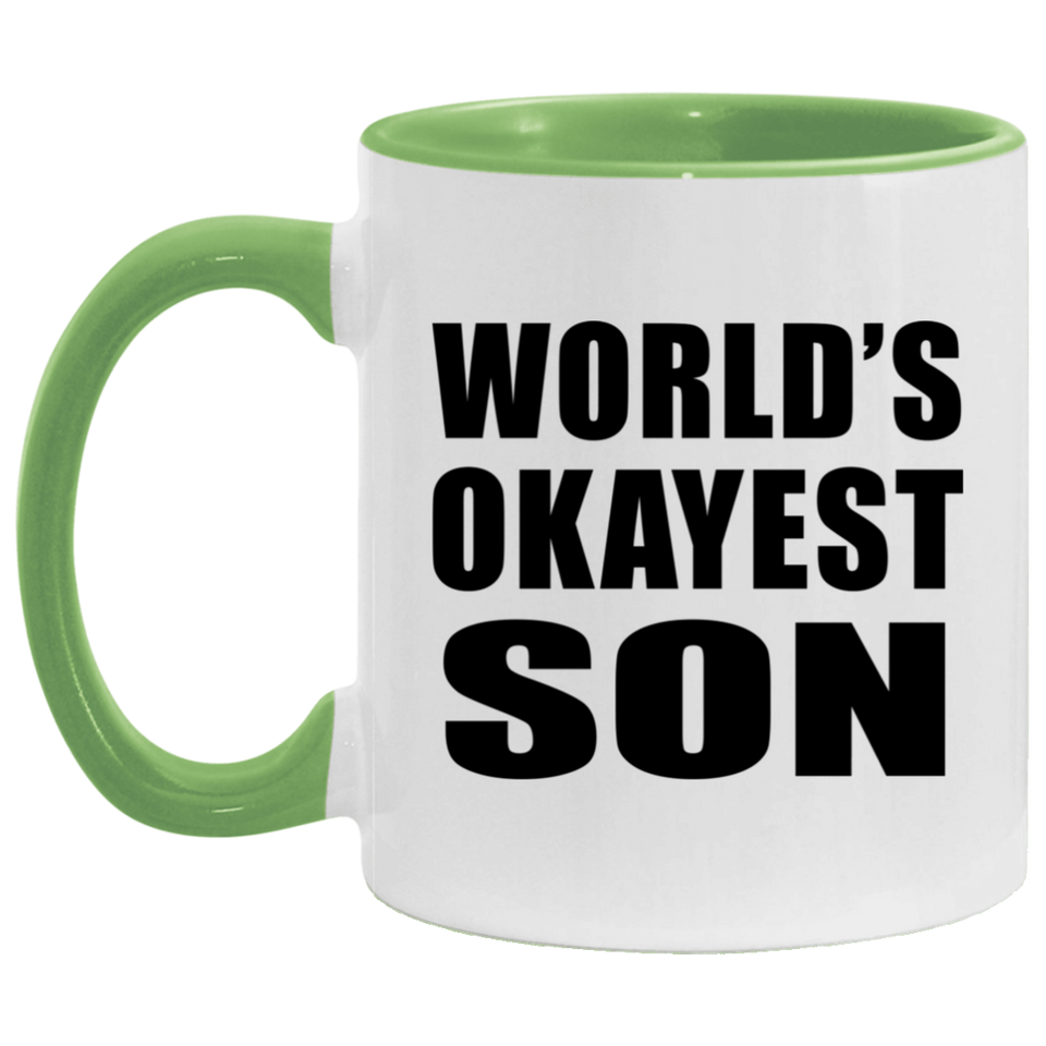 World's Okayest Son - 11oz Accent Mug Green