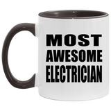 Most Awesome Electrician - 11oz Accent Mug Black