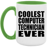 Coolest Computer Technician Ever - 15oz Accent Mug Green