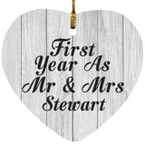 First Year As Mr & Mrs Stewart - Heart Ornament F