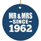 62nd Anniversary Mr & Mrs Since 1962 - Circle Ornament