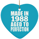 36th Birthday Made In 1988 Aged to Perfection - Heart Ornament