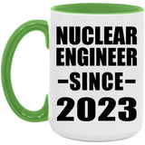 Nuclear Engineer Since 2023 - 15oz Accent Mug Green