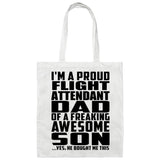 Proud Flight Attendant Dad Of Awesome Son - Tote Bag White